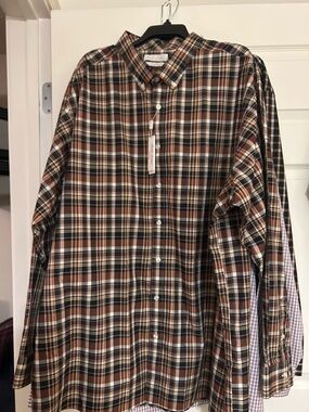 Black Label Men's Brown and Black Plaid Button-Down Shirt